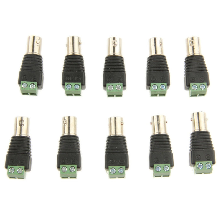 10 PCS Green Power to BNC Coaxial Female Adapter Connector for CCTV Cameras - Security by buy2fix | Online Shopping UK | buy2fix