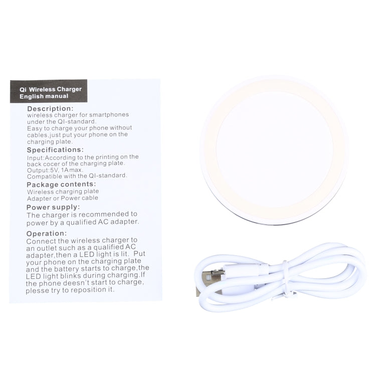 5W Universal QI Standard Round Wireless Charging Pad(White) - Wireless Charger by buy2fix | Online Shopping UK | buy2fix