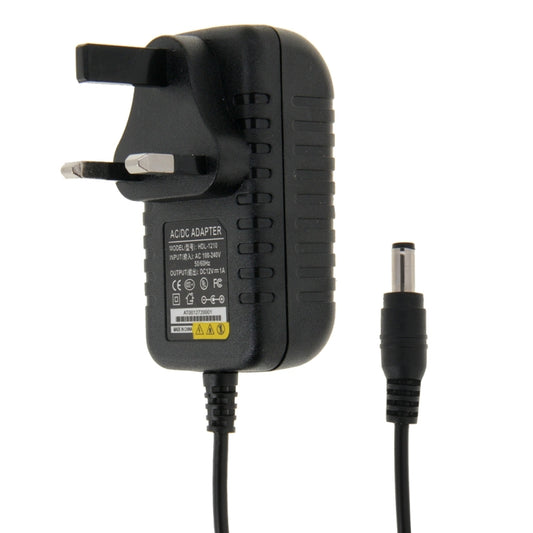 UK Plug AC 100-240V to DC 12V 1A Power Adapter, Tips: 5.5 x 2.1mm, Cable Length: about 90cm(Black) - Consumer Electronics by buy2fix | Online Shopping UK | buy2fix