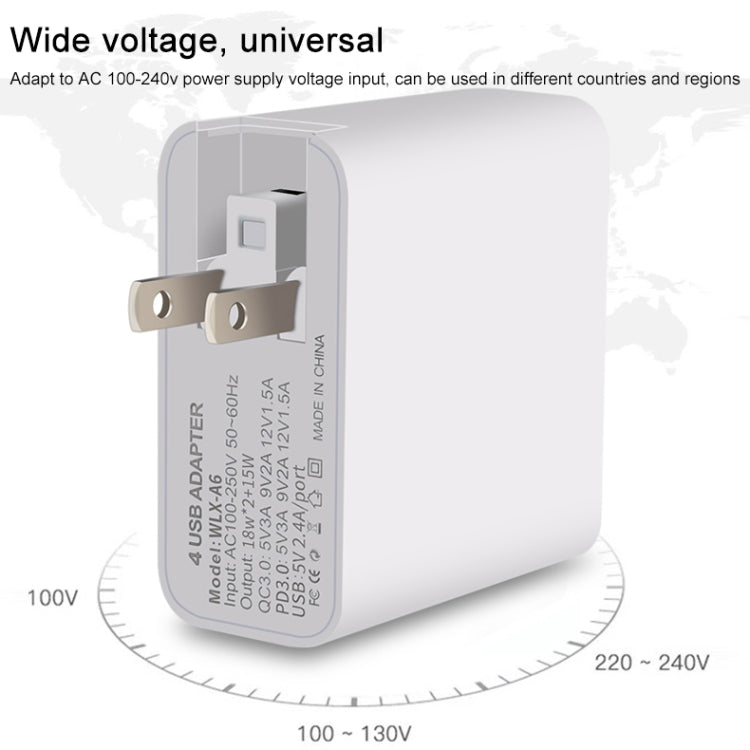 WLX-A6 4 Ports Quick Charging USB Travel Charger Power Adapter, EU Plug - Apple Accessories by buy2fix | Online Shopping UK | buy2fix