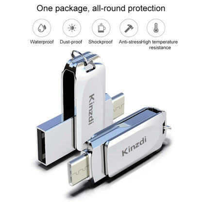 Kinzdi 64GB USB + Type-C Interface Metal Twister Flash Disk V10 (Silver) - USB Flash Drives by Kinzdi | Online Shopping UK | buy2fix