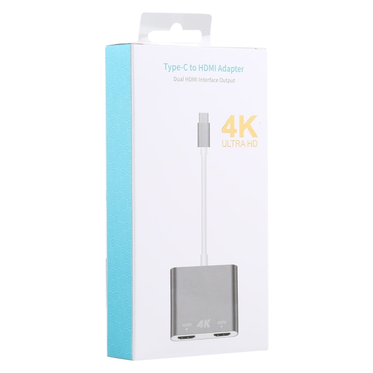 4K Ultra HD Dual HDMI Interface Output to USB-C / Type-C Adapter - Computer & Networking by buy2fix | Online Shopping UK | buy2fix