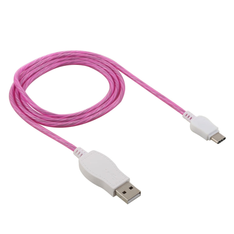 LED Flowing Light 1m USB A to Type-C Data Sync Charge Cable, For Galaxy, Huawei, Xiaomi, LG, HTC and Other Smart Phones(Magenta) - USB-C & Type-C Cable by buy2fix | Online Shopping UK | buy2fix