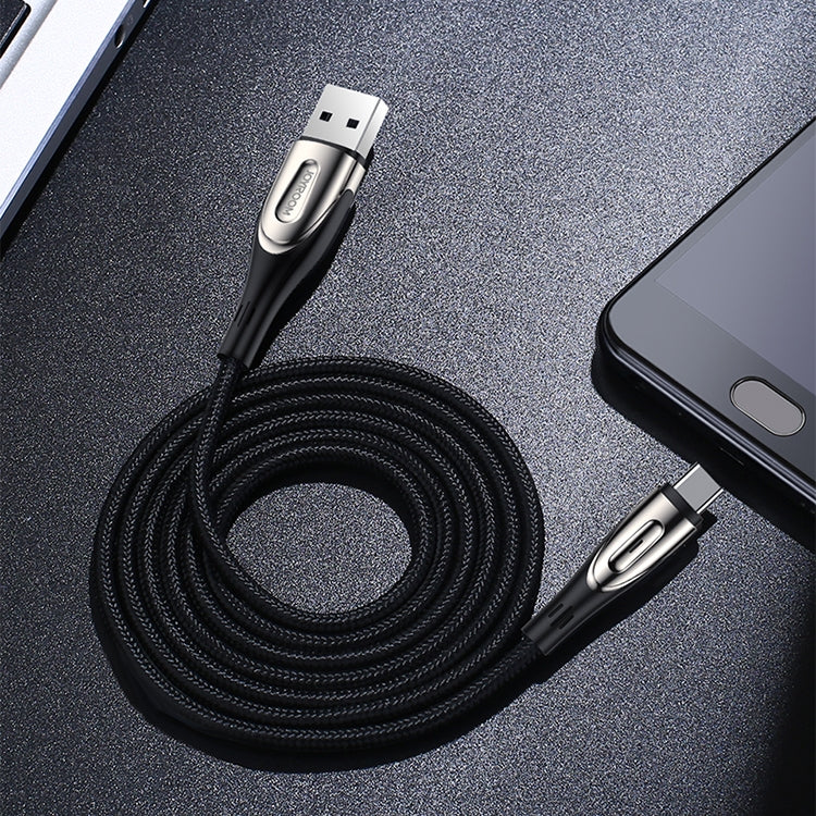 JOYROOM S-M411 Sharp Series 3A USB-C / Type-C Interface Charging + Transmission Nylon Braided Data Cable with Drop-shaped Indicator Light, Cable Length: 2m (Black) - USB-C & Type-C Cable by JOYROOM | Online Shopping UK | buy2fix