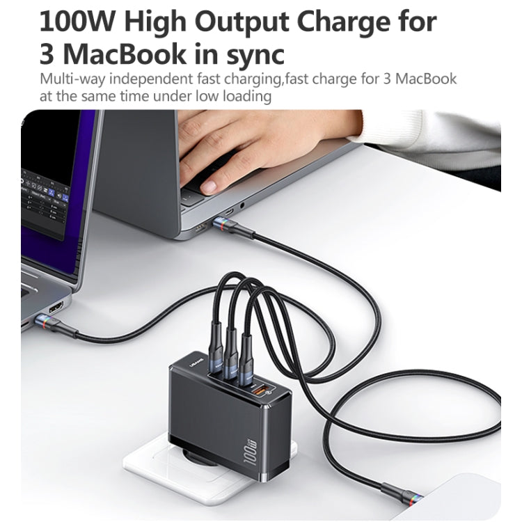 USAMS US-CC163 T50 4 in 1 100W USB + USB-C / Type-C Wall Travel Charger, EU Plug - Mobile Accessories by USAMS | Online Shopping UK | buy2fix
