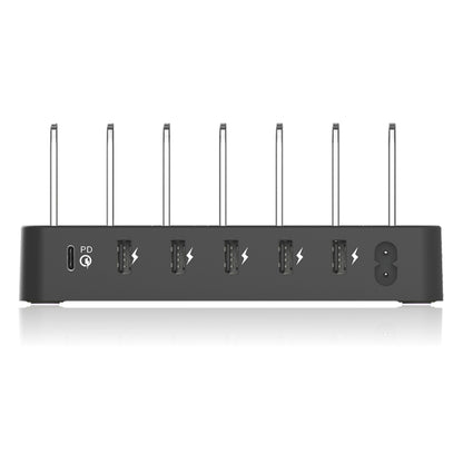 008PD Multi-function AC 100V~240V 6 Ports USB-C PD Detachable Charging Station Smart Charger, US/EU/UK/AU/Japanese Plug(Black) - Multifunction Charger by buy2fix | Online Shopping UK | buy2fix