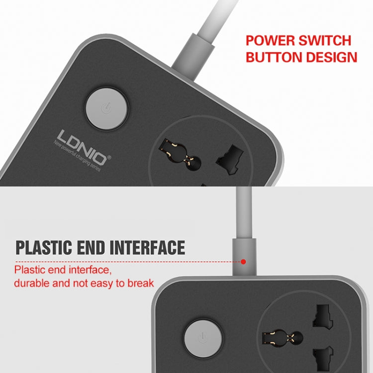 LDNIO SC3604 6 x USB Ports Multi-function Travel Home Office Socket, Cable Length: 2m, EU Plug - Extension Socket by LDNIO | Online Shopping UK | buy2fix