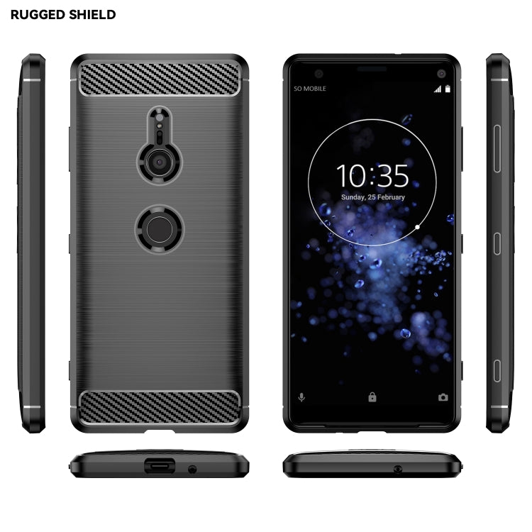 Brushed Texture Carbon Fiber Shockproof TPU Case for Sony Xperia XZ3(Black) - Mobile Accessories by buy2fix | Online Shopping UK | buy2fix