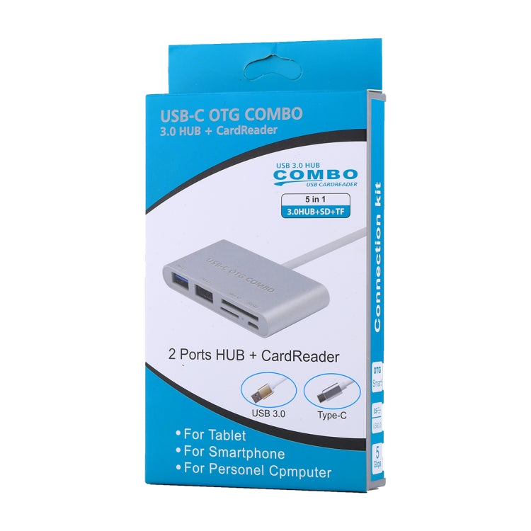 5 in 1 Micro SD + SD + USB 3.0 + USB 2.0 + Micro USB Port to USB-C / Type-C OTG COMBO Adapter Card Reader for Tablet, Smartphone, PC(Gold) - Computer & Networking by buy2fix | Online Shopping UK | buy2fix