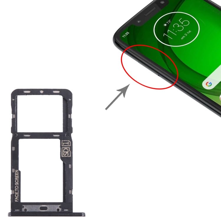 For Motorola Moto G7 Power SIM Card Tray + Micro SD Card Tray (Black) - Card Socket by buy2fix | Online Shopping UK | buy2fix