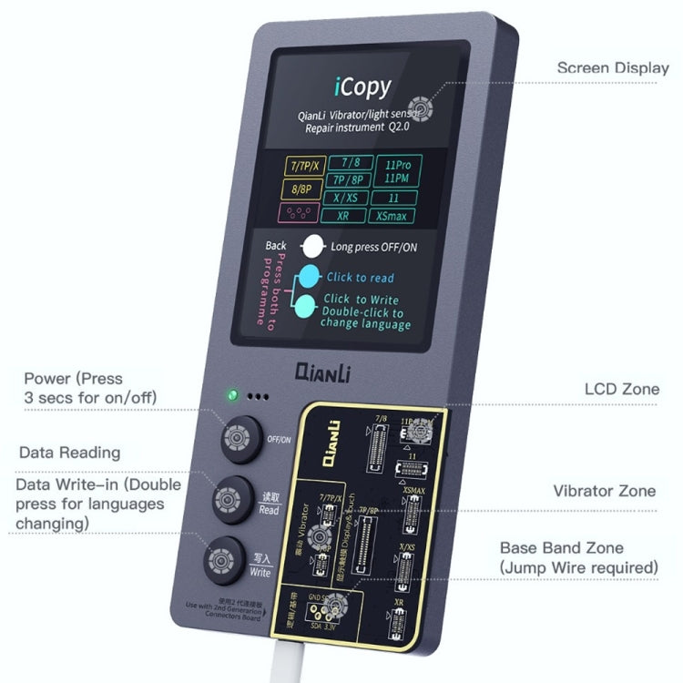 For iPhone 6 - 14 Pro Max 3 in 1 Qianli iCopy Plus 2.2 Repair Detection Programmer Set, Plug: US - Repair Programmer by buy2fix | Online Shopping UK | buy2fix