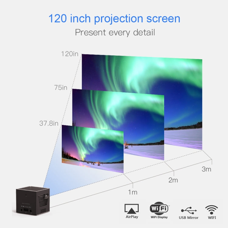 C80 DLP portable HD Projector 120-inch Giant Screen Projector Blu-ray 4K, Android 7.1.2, 2GB + 16GB AU Plug - Consumer Electronics by buy2fix | Online Shopping UK | buy2fix