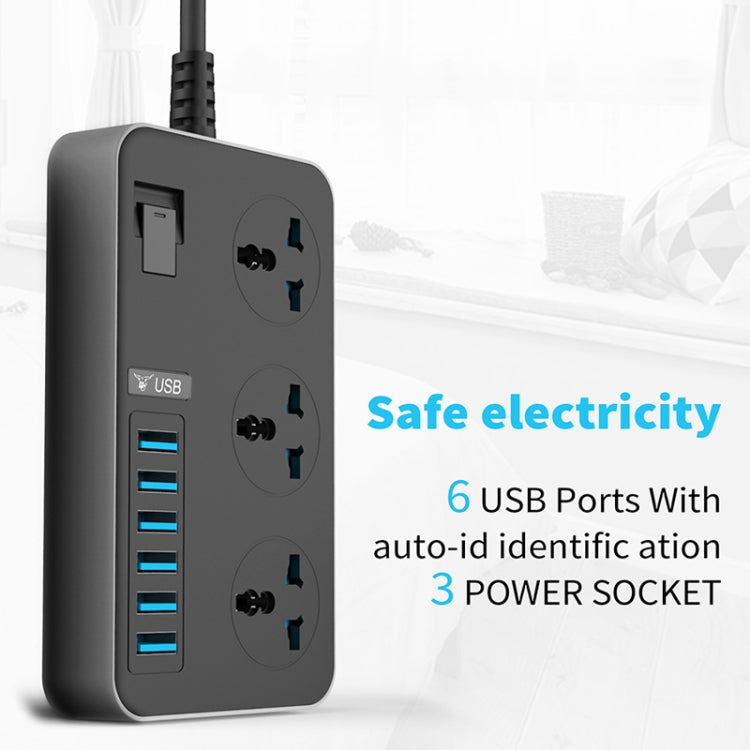 T09 3000W High Power Multi-Function Plug-in 3-Hole International Universal Jack + 6 USB Intelligent Charging UK PLUG - Consumer Electronics by buy2fix | Online Shopping UK | buy2fix