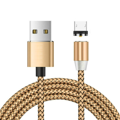 USB to Micro USB Magnetic Metal Connector Nylon Two-color Braided Magnetic Data Cable, Cable Length: 1m(Gold) - Mobile Accessories by buy2fix | Online Shopping UK | buy2fix