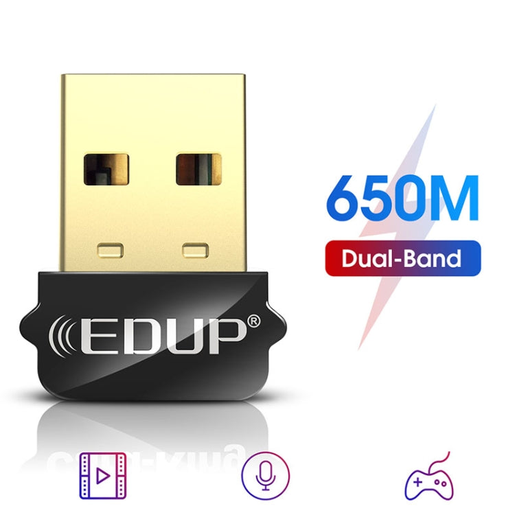 EDUP EP-AC1651 USB WIFI Adapter 650Mbps Dual Band 5G/2.4GHz External Wireless Network Card Wifi Dongle Receiver for Laptop Windows MacOS - USB Network Adapter by EDUP | Online Shopping UK | buy2fix