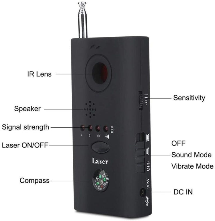 CC308 Full Range Camera Laser  Detector  Mini Wireless Camera Signal GSM Device Finder - Security by buy2fix | Online Shopping UK | buy2fix