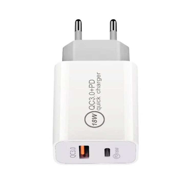 SDC-18W 18W PD + QC 3.0 USB Dual Fast Charging Universal Travel Charger with Micro USB Fast Charging Data Cable, EU Plug - Mobile Accessories by buy2fix | Online Shopping UK | buy2fix