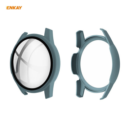 For Huawei Watch GT 2 42mm ENKAY Hat-Prince ENK-AC8201 Full Coverage PC Frosted Case + 9H Tempered Glass Protector(Green) - Watch Cases by ENKAY | Online Shopping UK | buy2fix