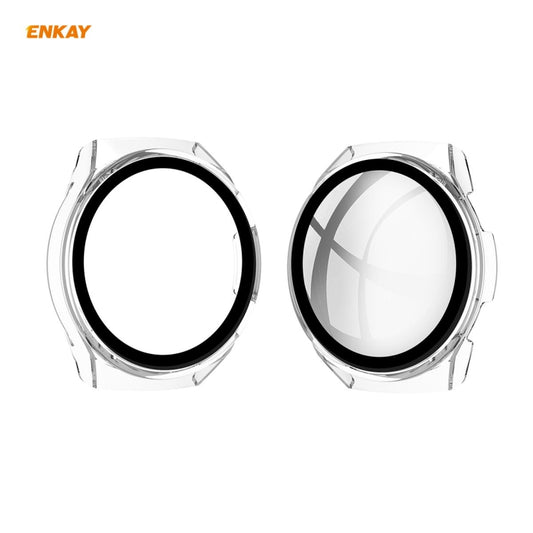 For Huawei Watch GT 2e 46mm ENKAY Hat-Prince ENK-AC8203 Full Coverage PC Frosted Case + 9H Tempered Glass Film(Transparent) - Watch Cases by ENKAY | Online Shopping UK | buy2fix