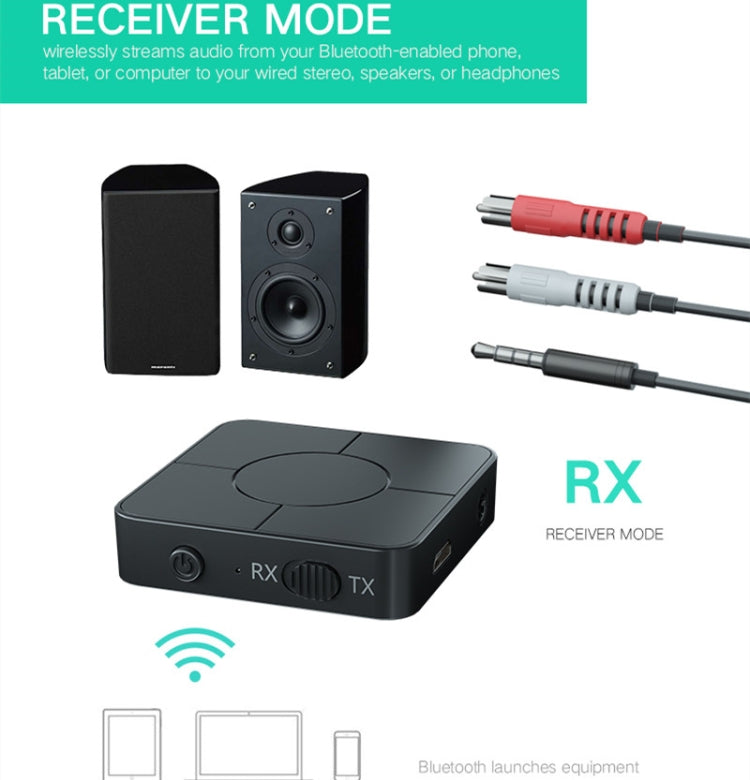 KN326 Bluetooth Audio Receiver Transmitter 5.0 Two-in-one Bluetooth Adapter for Hands-free Calls - Apple Accessories by buy2fix | Online Shopping UK | buy2fix