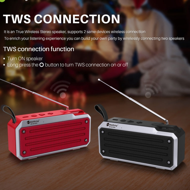 NewRixing NR4018FM TWS Portable Stereo Bluetooth Speaker, Support TF Card / FM / 3.5mm AUX / U Disk / Hands-free Call(Black) - Mini Speaker by New Rixing | Online Shopping UK | buy2fix