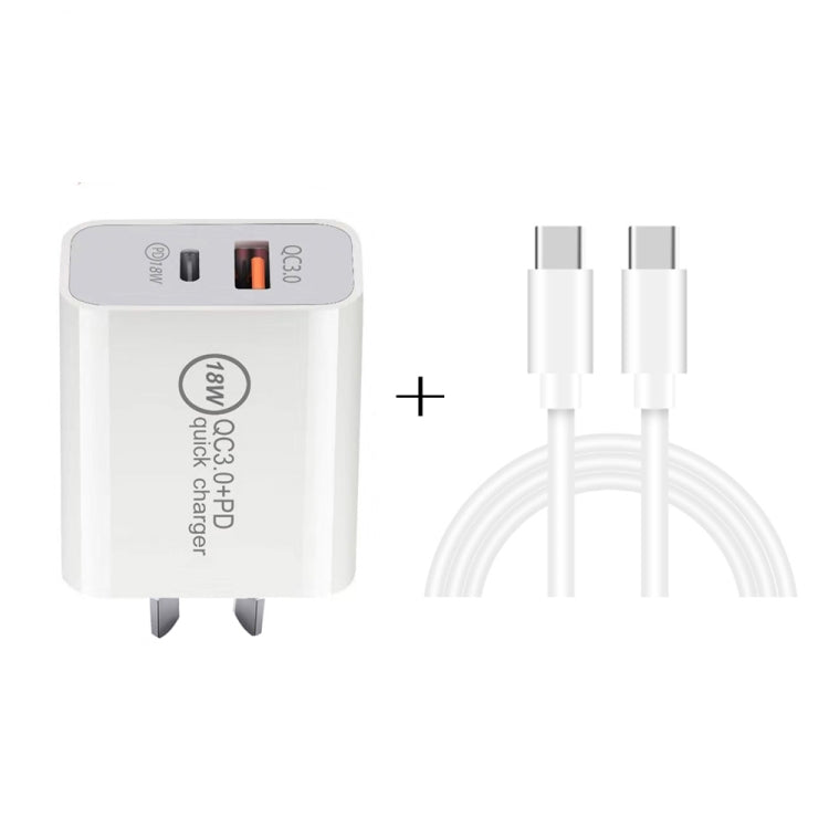 SDC-18W 18W PD 3.0 + QC 3.0 USB Dual Fast Charging Universal Travel Charger with Type-C / USB-C to Type-C / USB-C Fast Charging Data Cable, AU Plug - Mobile Accessories by buy2fix | Online Shopping UK | buy2fix