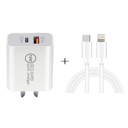 SDC-18W 18W PD + QC 3.0 USB Dual Port Fast Charging Universal Travel Charger with Type-C / USB-C to 8 Pin Fast Charging Data Cable, AU Plug - Mobile Accessories by buy2fix | Online Shopping UK | buy2fix