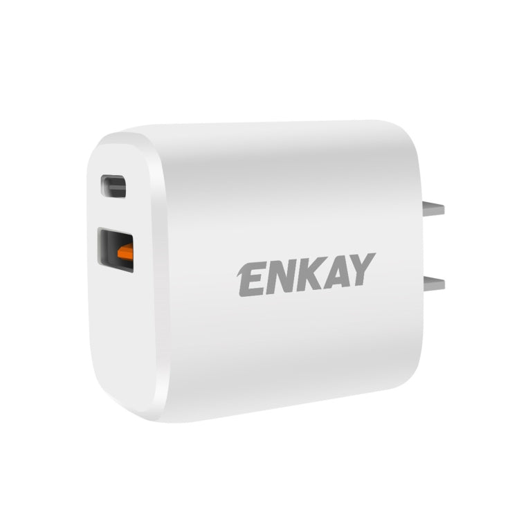 ENKAY Hat-Prince 20W PD Type-C + QC 3.0 USB Fast Charging Travel Charger Power Adapter with Fast Charge Data Cable, US Plug(With 8 Pin Cable) - Apple Accessories by ENKAY | Online Shopping UK | buy2fix