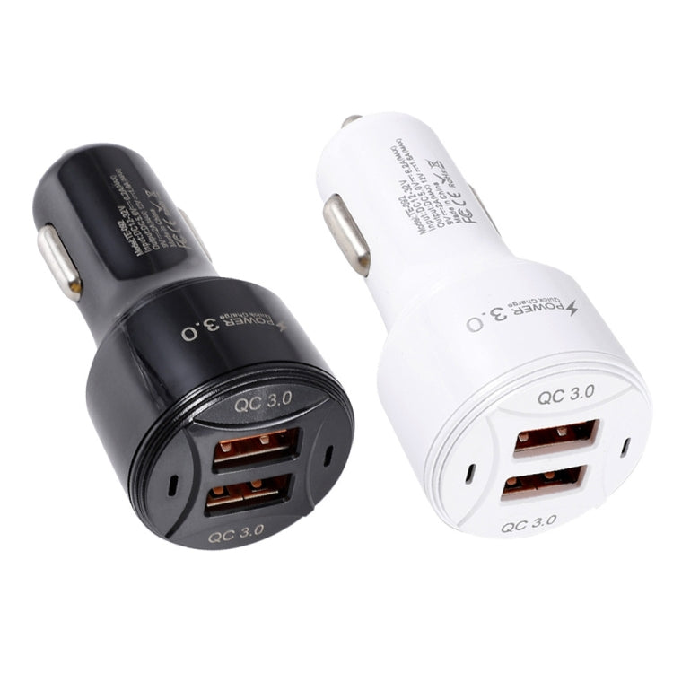 TE-092 36W Dual QC3.0 USB Fast Car Charger(White) - Car Charger by buy2fix | Online Shopping UK | buy2fix