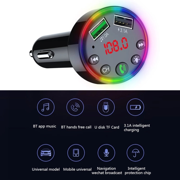 F9 Car MP3 Modulator Player Wireless Hands-free Audio Receiver Dual USB Fast Charger FM Transmitter Car Kit - Bluetooth Car Kits by buy2fix | Online Shopping UK | buy2fix