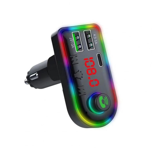 F8 Car FM Transmitter Colorful Light Type-C Car MP3 Player - Bluetooth Car Kits by buy2fix | Online Shopping UK | buy2fix