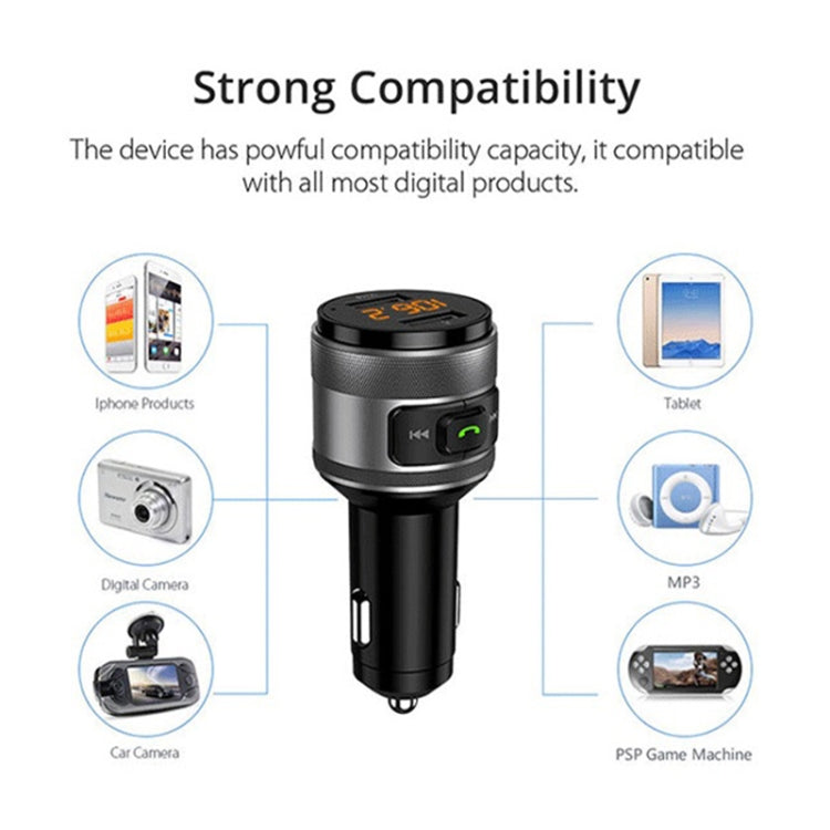C57 QC3.0 Wireless FM Transmitter Fast Car Charger Bluetooth 5.0 Hands-free Car Modulator USB Flash Memory MP3 Player - In Car by buy2fix | Online Shopping UK | buy2fix