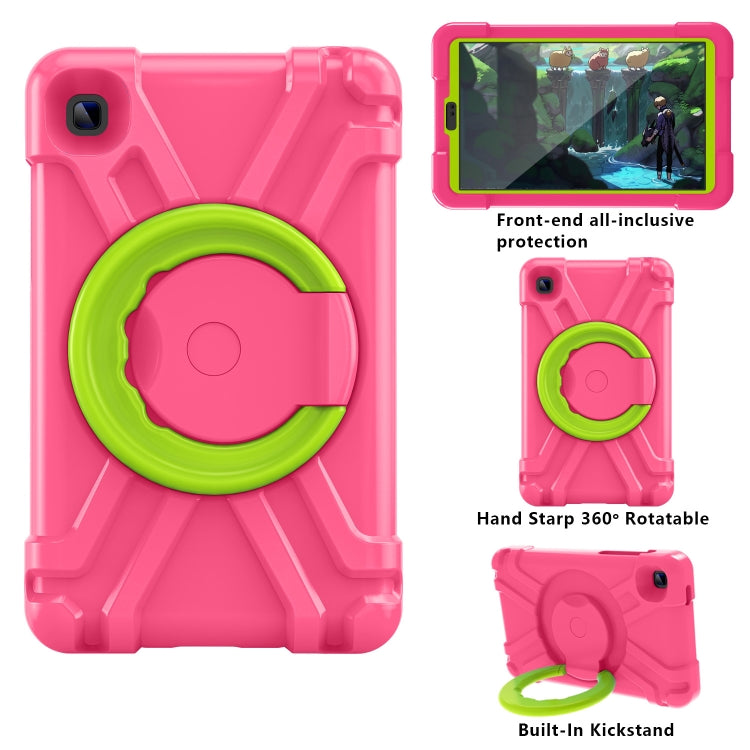 For Galaxy Tab A7 Lite T220/T225 PC + Silicone Shockproof Combination Case with 360 Degree Rotating Holder & Handle(Rose Red+Grass Green) - Tab A7 Lite T220 / T225 by buy2fix | Online Shopping UK | buy2fix