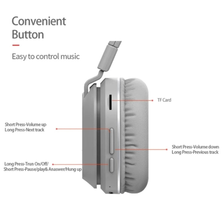 P2 Foldable Stereo Bluetooth Wireless Headset Built-in Mic for PC / Cell Phones(Gray) - Apple Accessories by buy2fix | Online Shopping UK | buy2fix