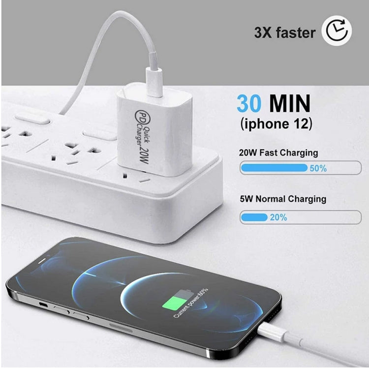 1m AU-20W PD USB-C / Type-C Travel Charger with USB-C to 8 Pin Data Cable, AU Plug - USB Charger by buy2fix | Online Shopping UK | buy2fix