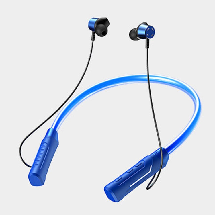 JG4 Flashing LED Neck-mounted Stereo Bluetooth Wireless Earphone(Blue) - Neck-mounted Earphone by buy2fix | Online Shopping UK | buy2fix