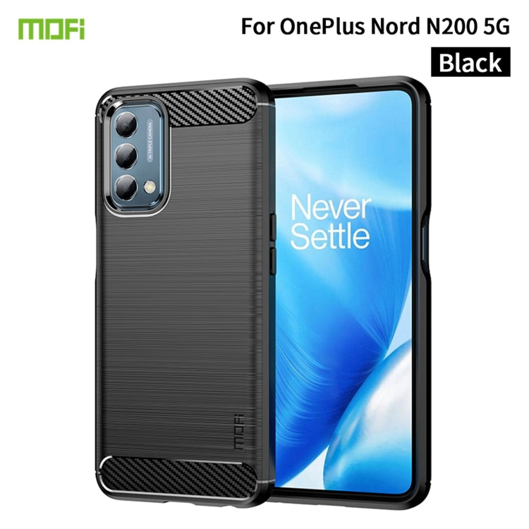 For Oneplus Nord N200 5G MOFI Gentleness Series Brushed Texture Carbon Fiber Soft TPU Phone Case(Black) - OnePlus Cases by MOFI | Online Shopping UK | buy2fix