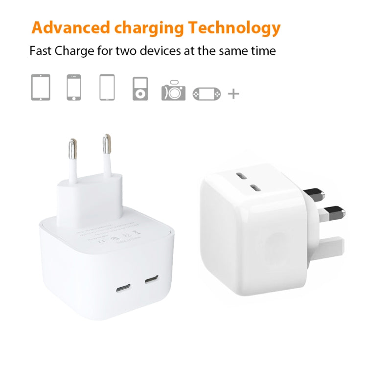 SDC-40W Dual PD USB-C / Type-C Ports Charger with 1m Type-C to 8 Pin Data Cable, EU Plug - Apple Accessories by buy2fix | Online Shopping UK | buy2fix