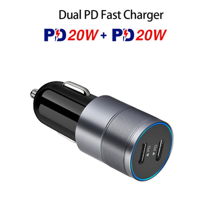 PD 40W Dual PD3.0 Type-C Car Charger(Grey) - Car Charger by buy2fix | Online Shopping UK | buy2fix