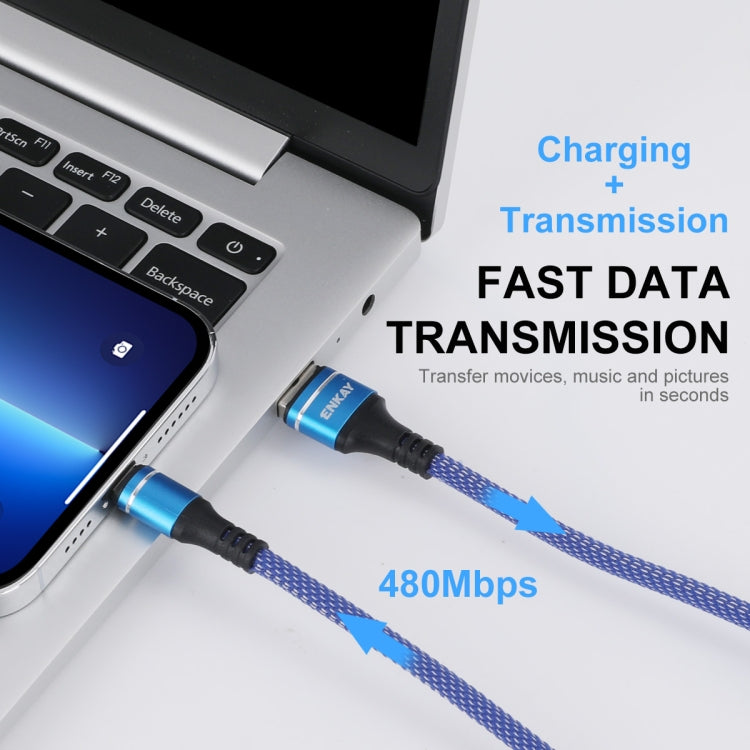 ENKAY ENK-CB121 1.5m 3 in 1 USB 3.0 to Type-C / 8 Pin / Micro USB 5A Fast Charging Cable(Blue) - Multifunction Cable by ENKAY | Online Shopping UK | buy2fix