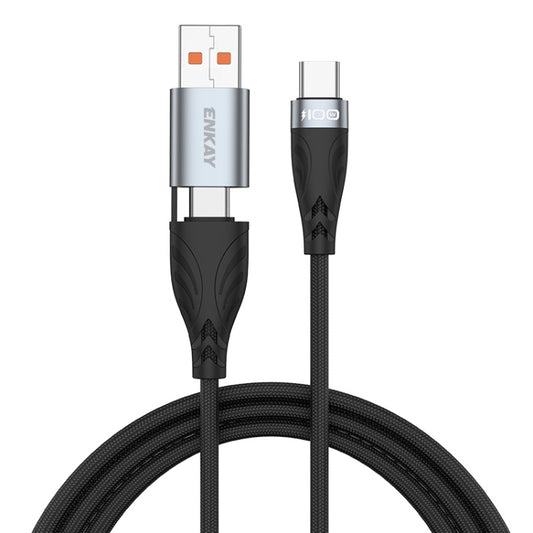 ENKAY Hat-Prince 1m PD100W 2 in 1 USB 3.0 / Type-C to Type-C 6A Super Fast Charging Data Cable - USB-C & Type-C Cable by ENKAY | Online Shopping UK | buy2fix