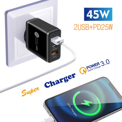 45W PD3.0 + 2 x QC3.0 USB Multi Port Quick Charger, EU Plug(Black) - Apple Accessories by buy2fix | Online Shopping UK | buy2fix