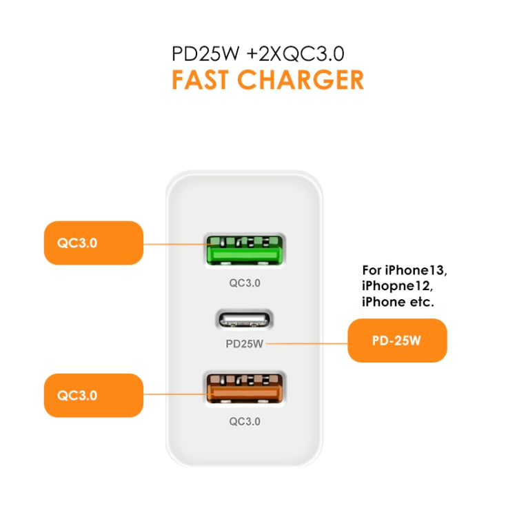 45W PD25W + 2 x QC3.0 USB Multi Port Charger with USB to 8 Pin Cable, UK Plug(White) - Apple Accessories by buy2fix | Online Shopping UK | buy2fix