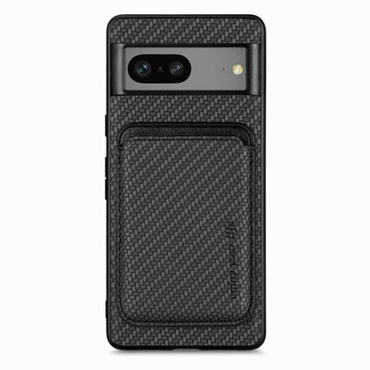 For Google Pixel 7 Carbon Fiber Leather Card Magsafe Phone Case(Black) - Google Cases by buy2fix | Online Shopping UK | buy2fix