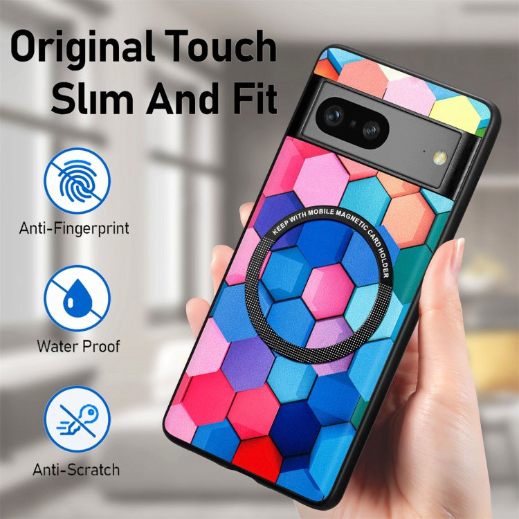 For Google Pixel 7 Colored Drawing Leather Back Cover Magsafe Phone Case(Colorful Cube) - Google Cases by buy2fix | Online Shopping UK | buy2fix