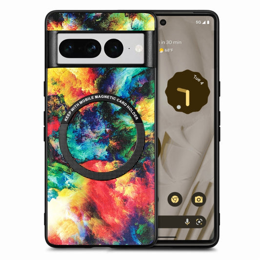 For Google Pixel 7 Pro Colored Drawing Leather Back Cover Magsafe Phone Case(Colorful Cloud) - Google Cases by buy2fix | Online Shopping UK | buy2fix