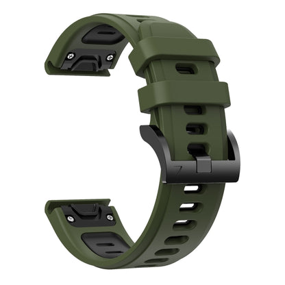 For Garmin Instinct 22mm Two-Color Sports Silicone Watch Band(Army Green + Black) - Watch Bands by buy2fix | Online Shopping UK | buy2fix