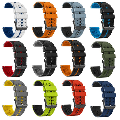 For Garmin vivoactive 4 22mm Perforated Two-Color Silicone Watch Band(Orange+Black) - Watch Bands by buy2fix | Online Shopping UK | buy2fix