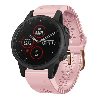 For Garmin Fenix 5S Plus 20mm Lady's Silicone Watch Band With Lace Punch(Pink) - Watch Bands by buy2fix | Online Shopping UK | buy2fix