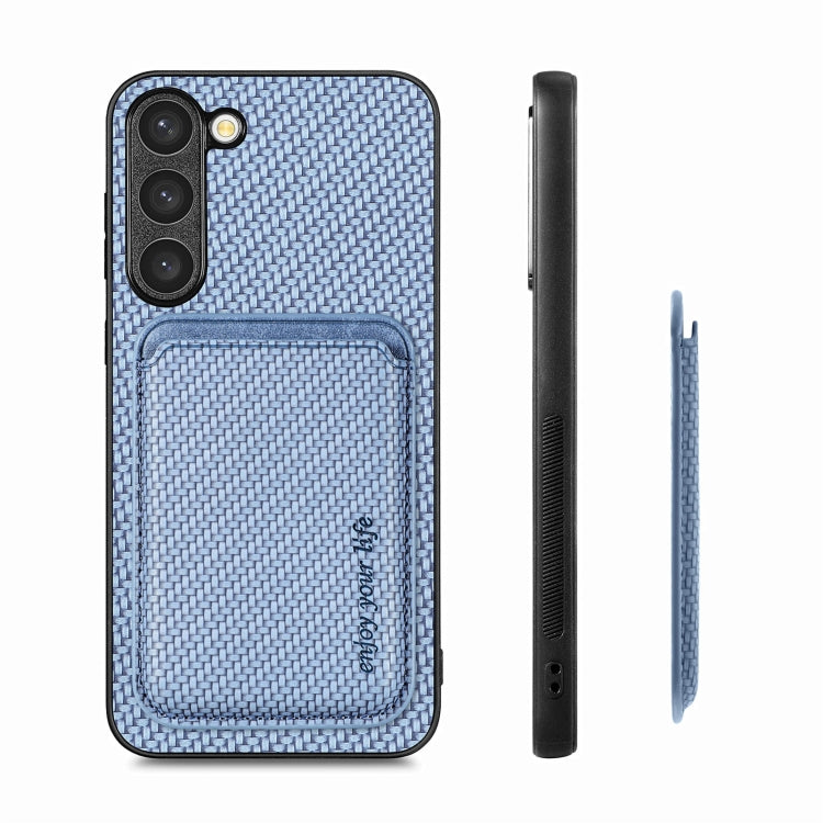 For Samsung Galaxy S23+ 5G Carbon Fiber Leather Card Magsafe Case(Blue) - Galaxy S23+ 5G Cases by buy2fix | Online Shopping UK | buy2fix